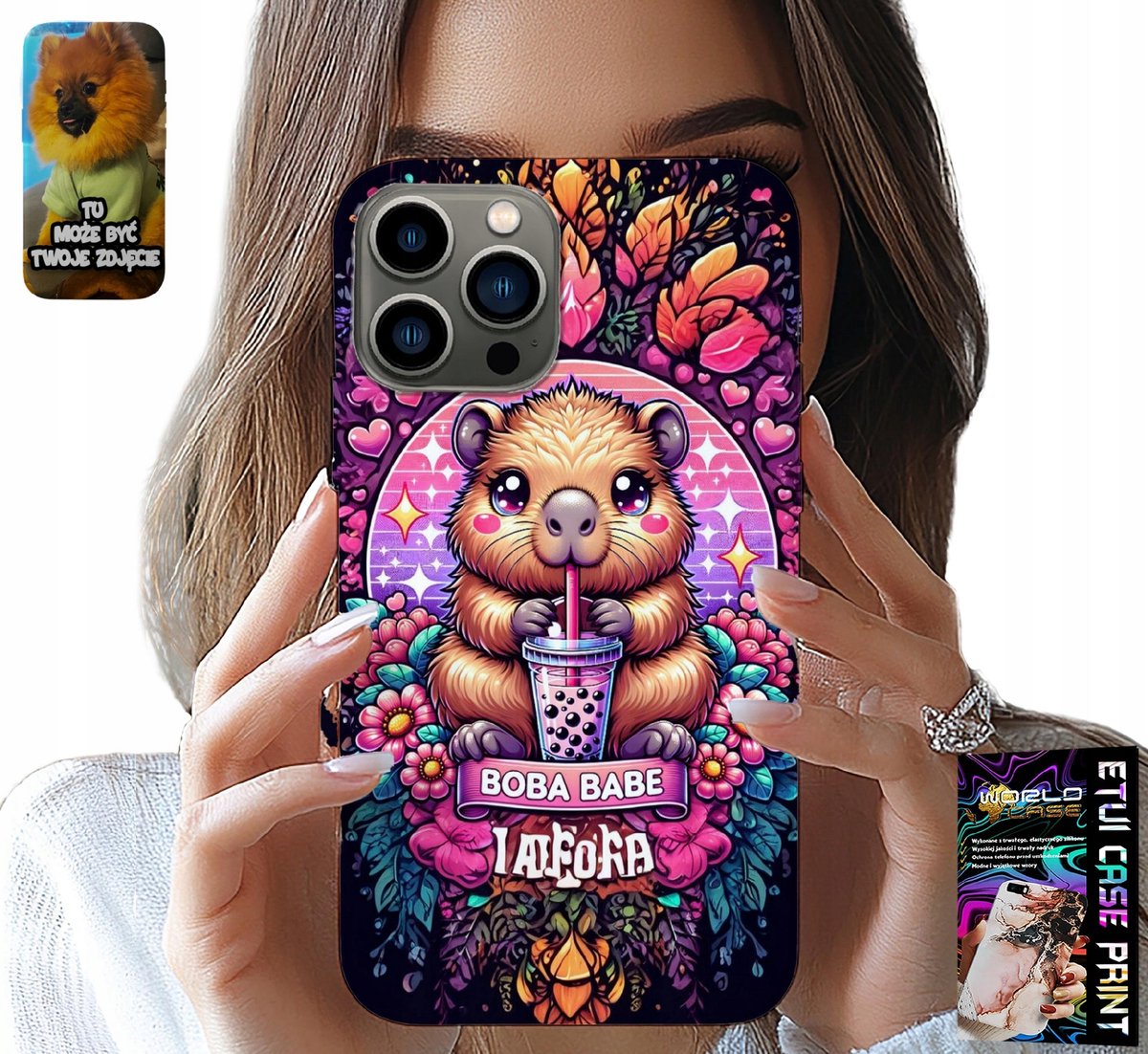 iPhone 13 Pro hoesje - schattige capybara met sjeik, geweldige patronen