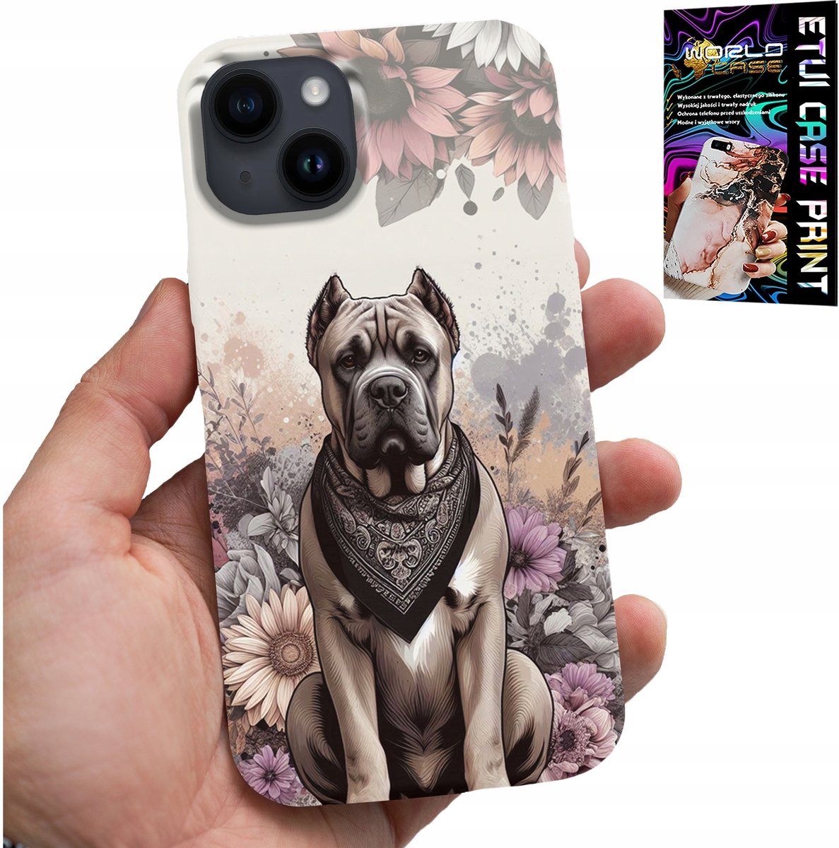 HOESJE VOOR IPHONE 14 PLUS - HONDENRASSEN EN HONDENPATRONEN + FOLIE