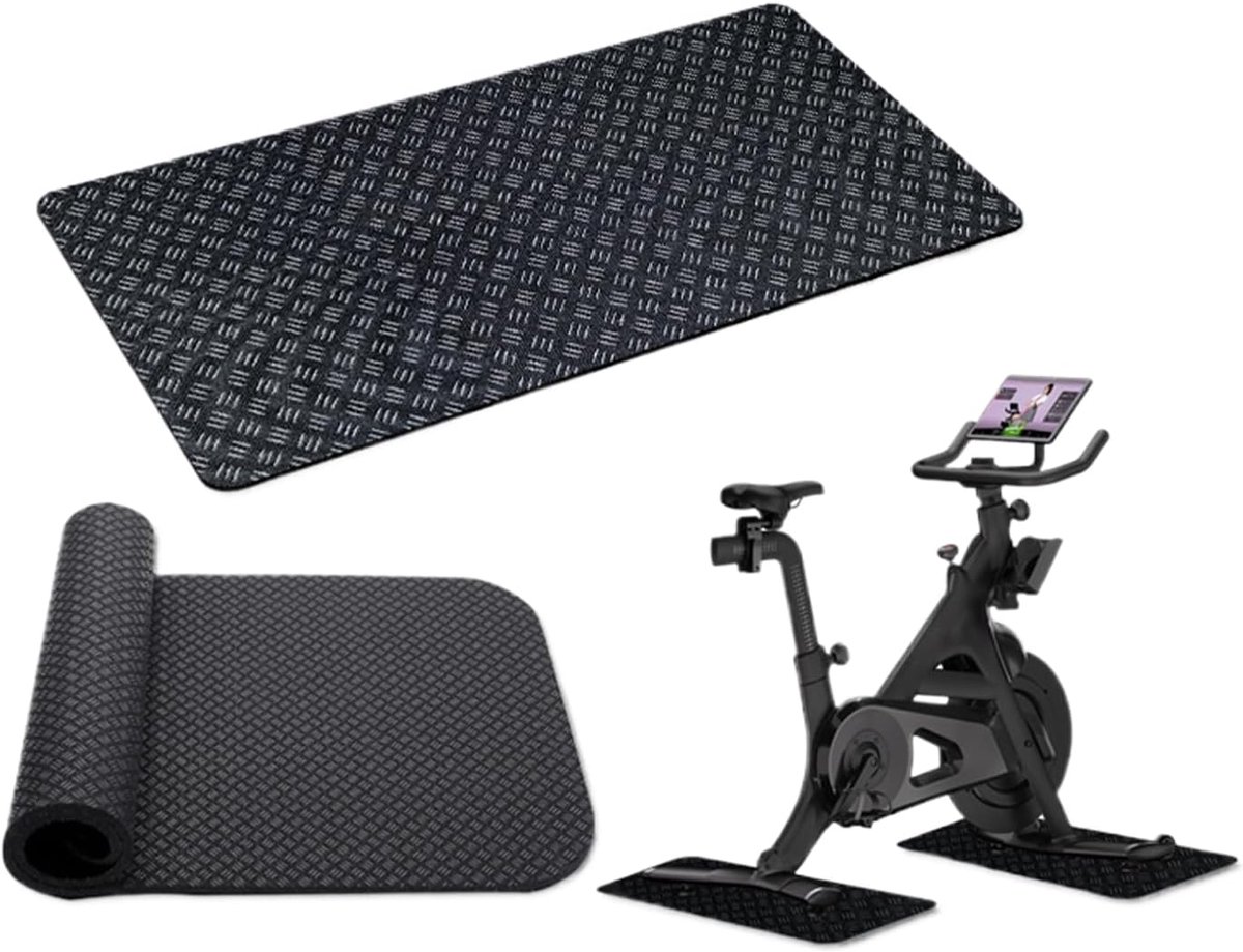 Hometrainermat - Fitnessmat Dubbelzijdig - Vloerbescherming Training - Opvouwbaar Dik Materiaal - 63x30x0.5 cm - Zwart