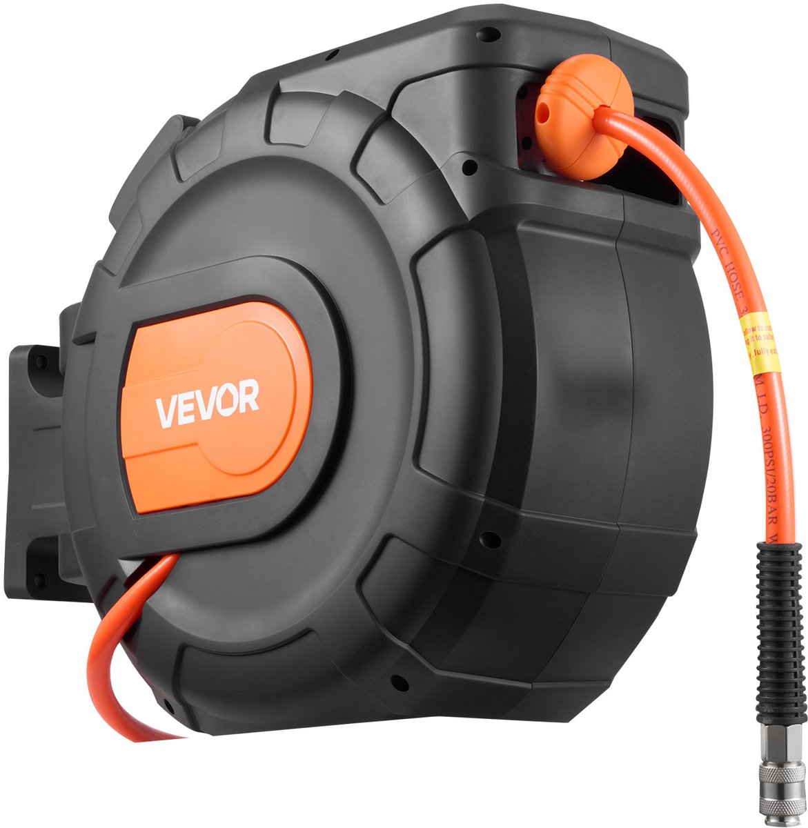VEVOR Persluchtslanghaspel, Φ9,5 mm X 30 M Pvc Persluchtslang, 20 Bar, Gesloten Slanghaspel met Automatische Oprolfunctie en 2 M Toevoerkabel, 180° Draaibare Plafond-/Wandbeugel