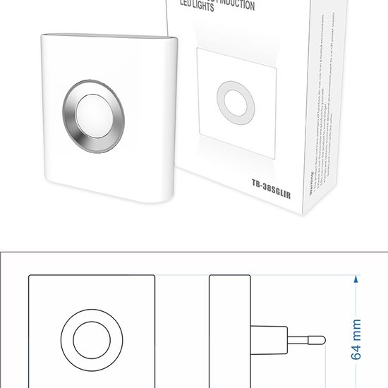 Nachtlampje met Bewegingssensor - LED Sensorlamp - Warm Wit Licht - Oplaadbaar - Muurstickers - Auto aan - Slaapkamer - Kastverlichting - 0.7W - ABS — afbeelding 5