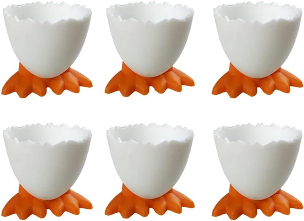 Eierdopjes Set - Decoratieve Dopjes - Ontbijt Tafel - Vrolijk Design - 14 x 11 x 4 cm - Oranje