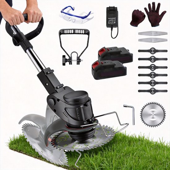Bosmaaier - 3-in-1 Accu Grasmaaier - 500W - 18000 rpm - Zwart - 21V 2000mAh - 90° Verstelbare Kop & Telescopische Steel - 3-blads alles-in-één