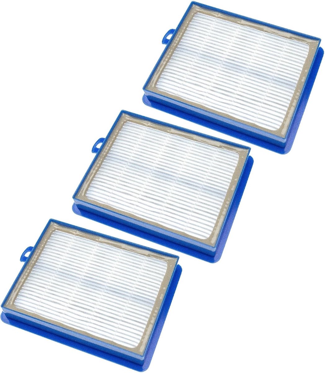 Stofzuigerfilters - HEPA Filters - Allergievrij Wonen - 3x HEPA 13 Glasvezel - 14.8x12x2.5 cm - Wit/Blauw