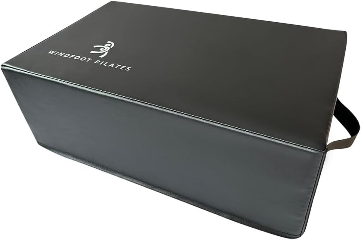 Pilates Zitbox - Pilates Accessoire - Balansoefeningen - Leer Materiaal - 62x38x24 cm - Zwart