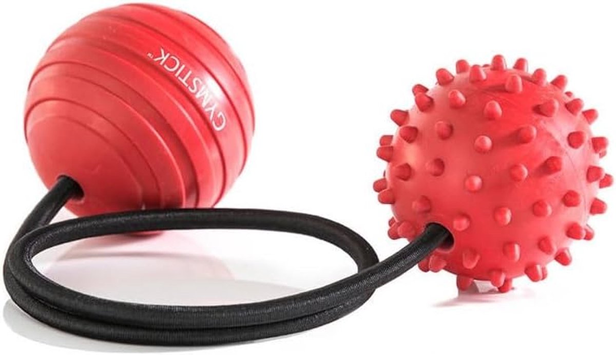 Fitness Touw Bal - Massage Bal - Spierherstel - Dubbele Bal Ontwerp - 65cm Lengte - Zwart Rood