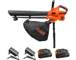 Kibani Accu Bladblazer en Zuiger - Incl. 2x21V Accu's – 3-in-1 Bladeren Zuigen, Blazen en Shredden – 15:1 Shredder – 35L Verzamelzak – Oplaadbare Accu’s – Tuinblazer – Lithium Accu – Lichtgewicht en Krachtig