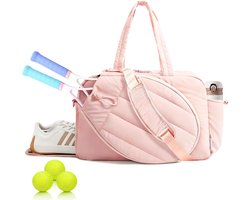 Geweo Tennistas - Eén Schouder -Tenniszak - Sporttas - Badminton - Dames - 48 x 19 x 31 cm - Geschikt voor picklebal en tennis - roze