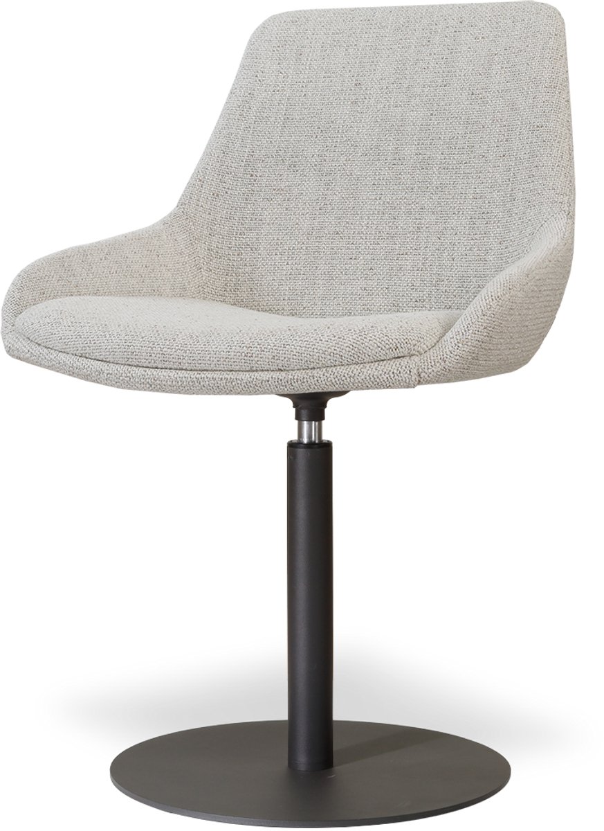 Nolon Niva-Isa Draaibare Tulp Eetkamerstoel Beige Gemêleerd - Mat Zwart Onderstel - Stoffe