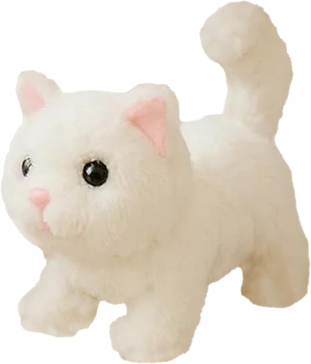 Realistisch kattenspeelgoed - Interactieve kat - Spelen en knuffelen - Beweegt en miauwt - 16x16x16 cm