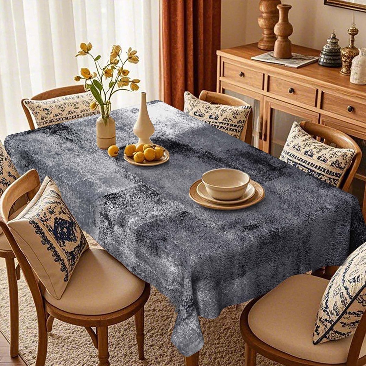 Tafelkleed Zwart 100x140 cm - Moderne Kunst - Woonaccessoire voor Feest of Diner