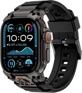 Strap-it Four Claw bandje Siliconen - geschikt voor Apple Watch (Series 12/11/10), (Ultra 4/3/2/1), (SE 3/2/1), (Series 9/8/7/6/5/4) - 44/45/46/49mm - comfortabel, zweetbestendig, verstelbaar - Zwart