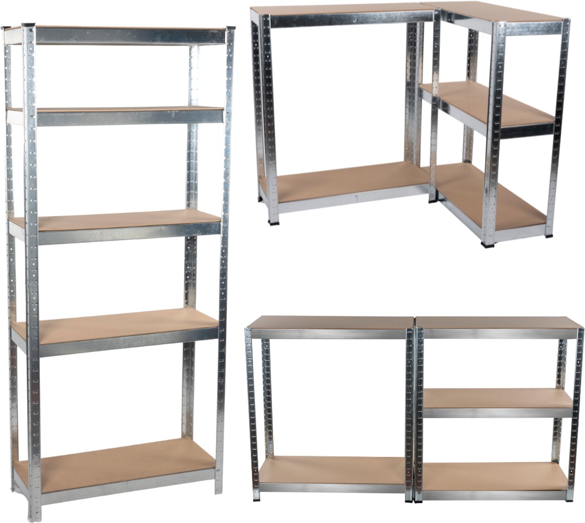 Kinzo Opbergrek - Stellingkast - 5 Legplanken - Heavy Duty - Max. 750 Kilo - Geen Schroeven - MDF