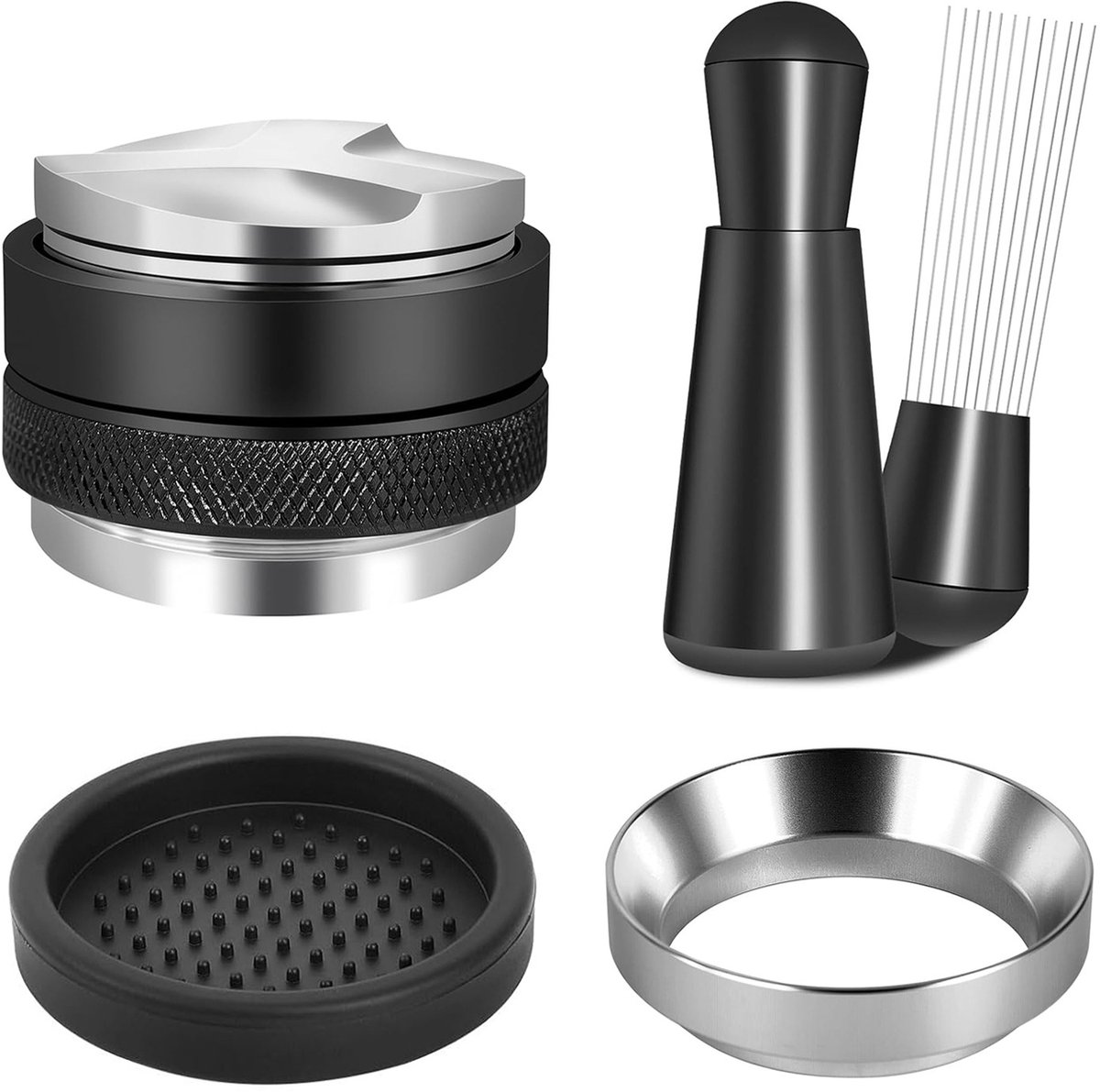 Espresso Accessoireset Koffieverdeler Stamper Espresso Bereiden 2-in-1 Nivelleerder 51 mm Zilver