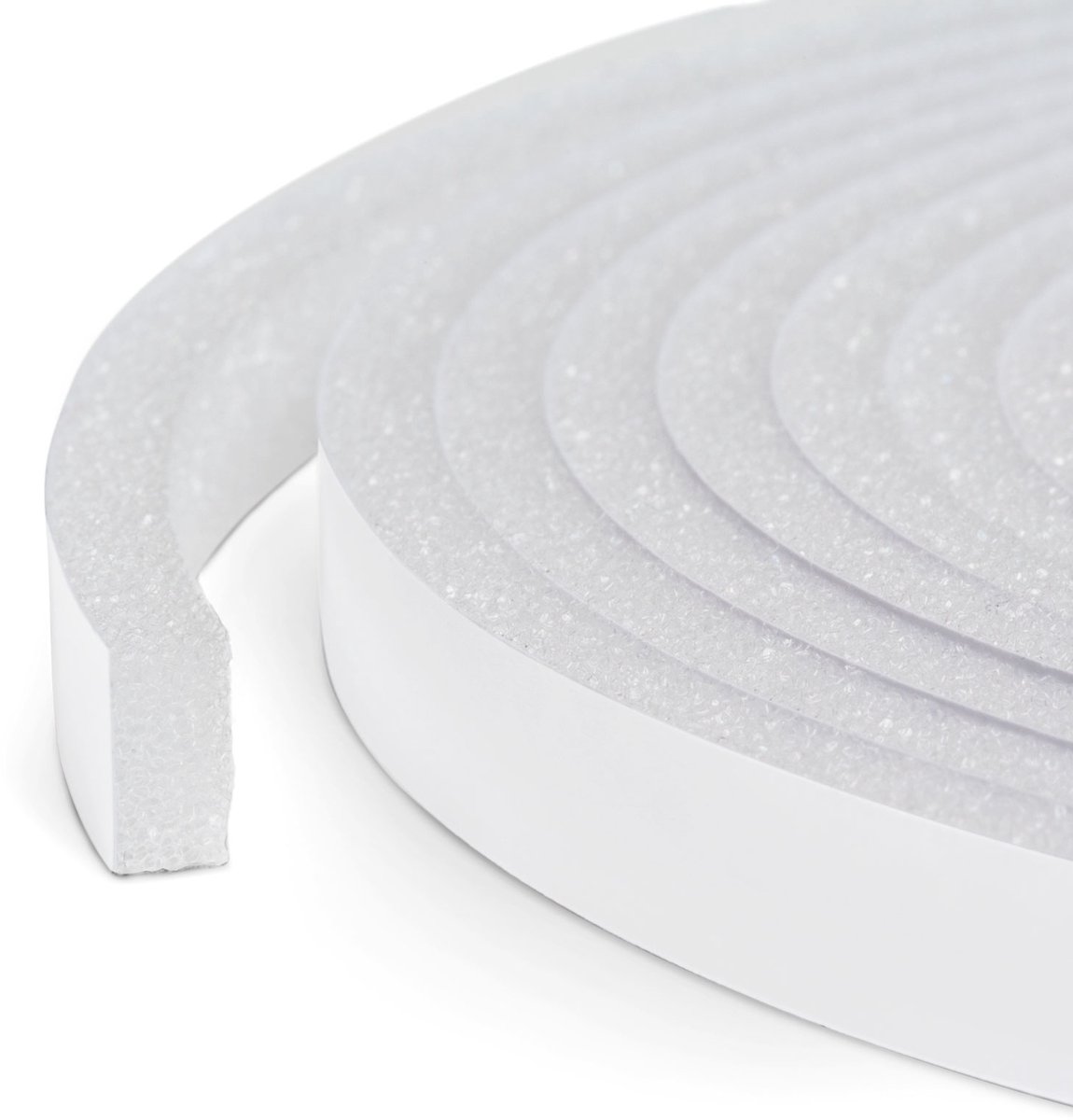 Zelfklevende Deur- En Raamafdichting Tochtstrip Op Rol – Schuimband Recht Profiel – Wit – 5 Meter – Breedte 15 mm – Dikte 10 mm – Voor Kieren Van 1–10 mm – PU Schuim – Isolerend, Weer- En UV-Bestendig – Voor Deur En Raam [11595WH-15]