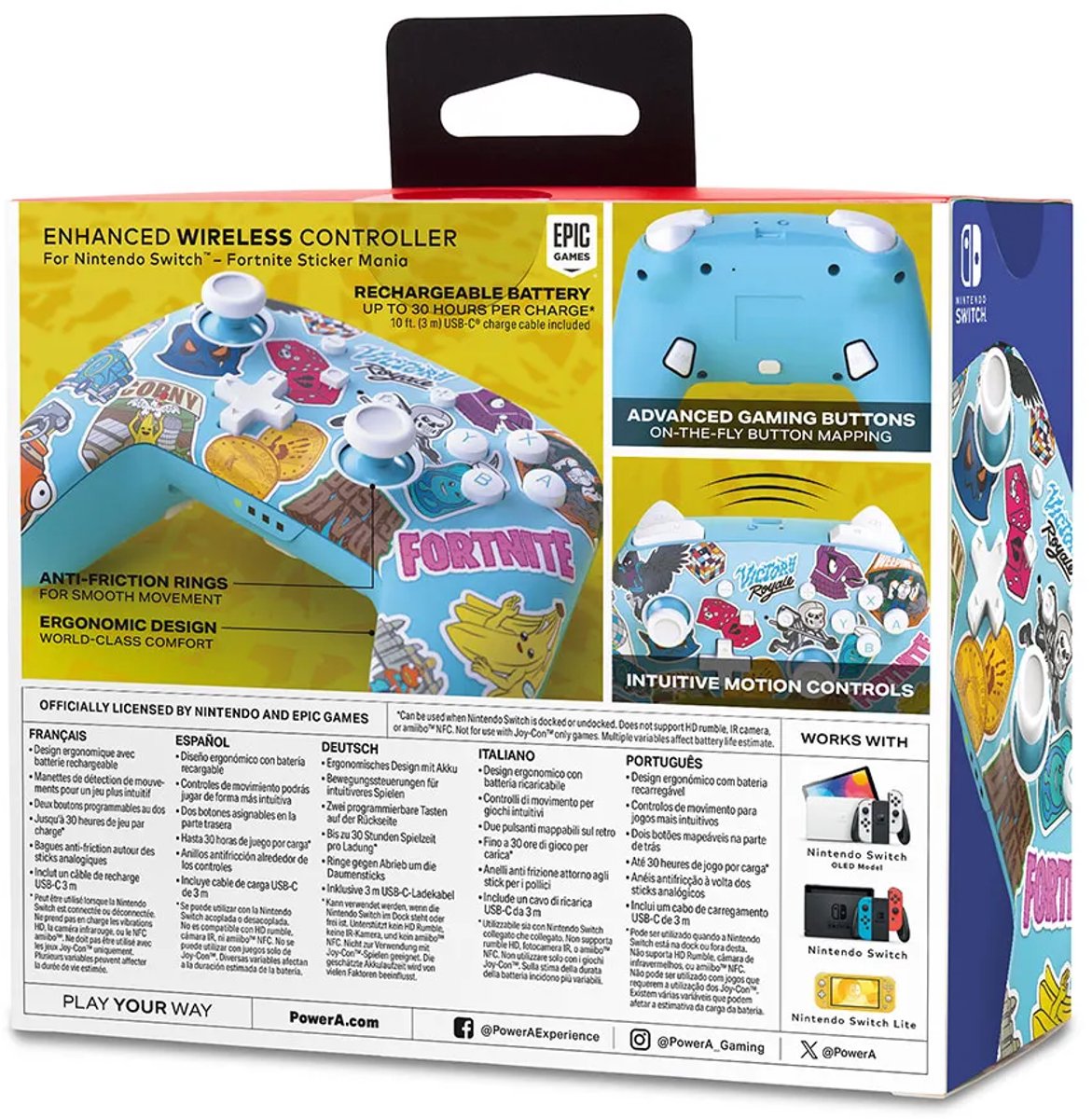 PowerA Draadloze Controller - Nintendo Switch - Fortnite Sticker Mania – foto 5