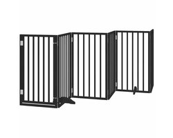 vidaXL - Hondenhek - inklapbaar - 6 - panelen - 300 - cm - populierenhout - zwart