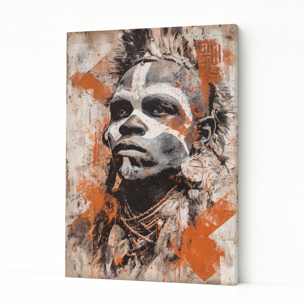 Portret met witte verf - Woondecoratie - Canvas schilderij - 80x120 cm