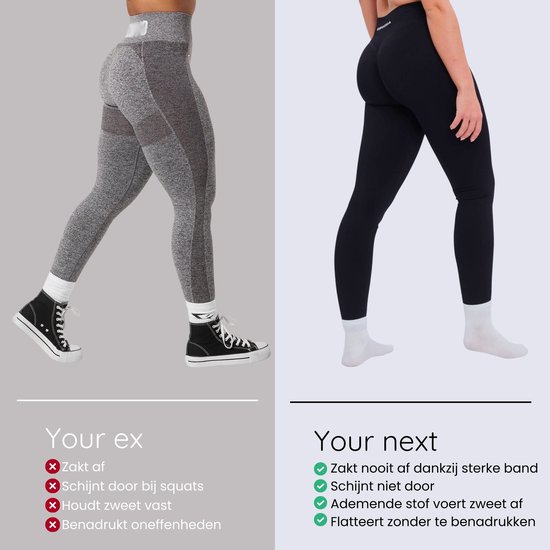 Euphoria Sportlegging Dames - Sportkleding Dames - Sportbroek Dames - Yoga Broek Dames - Zwart - Maat M — afbeelding 5