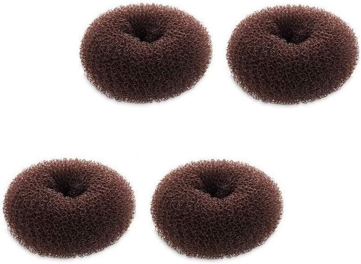 Mini Haar Donuts voor Kleine en Dunne Haartjes - Donkerbruin (4 Stuks)