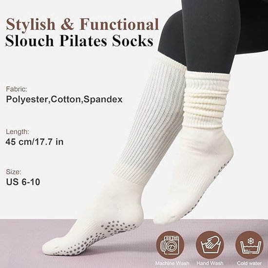 Antislip sokken - antislip sokken pilates - yoga sokken - Grip sokken voor vrouwen en mannen - yoga sokken antislip - voor Lange Scrunch Slipper Sokken van Merkloos — afbeelding 2