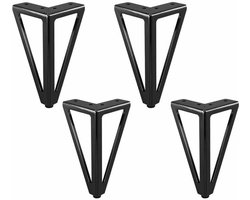 4 stuks zwarte vervangende metalen meubelpoten van 15 cm voor meubels, kasten, banken en andere meubelpoten. (15 cm, lichtzwart)