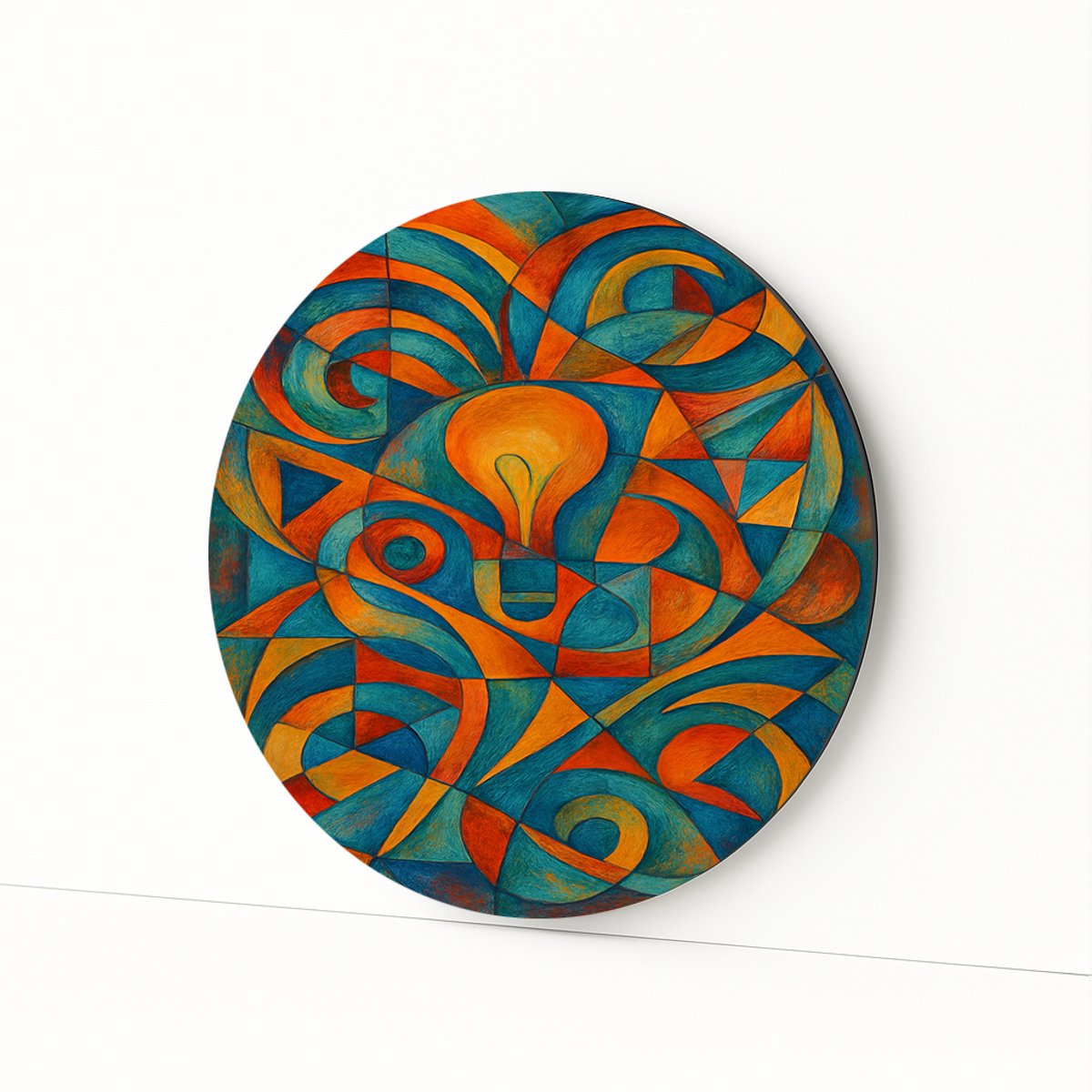 Gloeilamp - Aluminium - Wandcirkel - Dibond muurcirkel - 60x60 cm