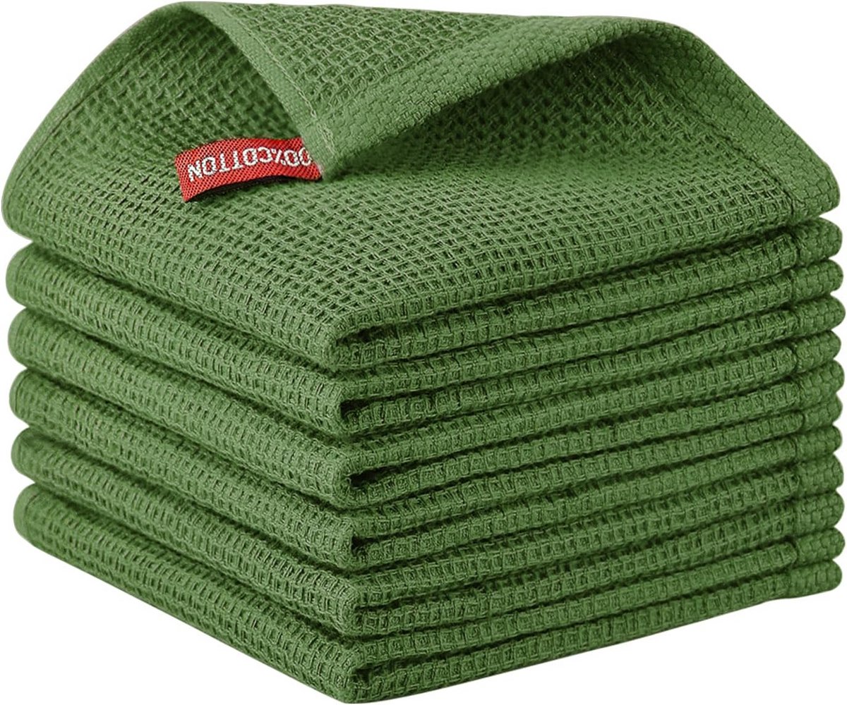 Keukendoeken Set van 6 - 100% Katoen Absorberend en Sneldrogend - Groen - 30x30 cm