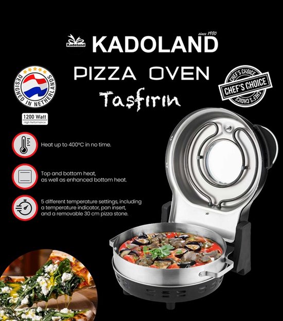Kadoland - MZ-2312 - Multifunctionele Pizza Oven - Taşfırın - Uitneembare Pizzasteen en RVS pan — afbeelding 3
