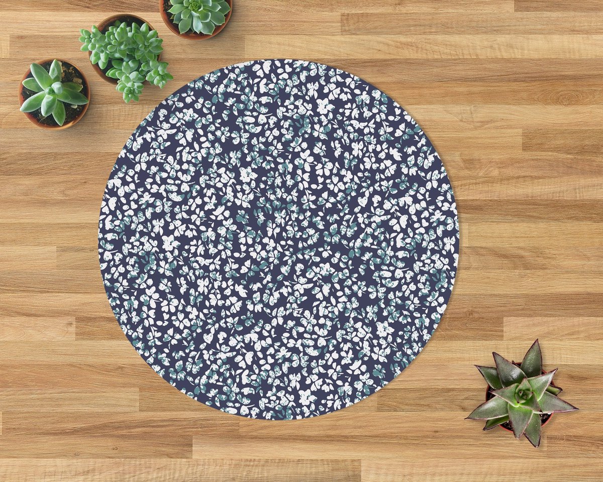 Coloray Vloerbeschermer - Kleine witte madeliefjes Stoel Mat - 100x100 cm - Zwart Vloerbeschermer Groot - Vloerbeschermer Bureaustoel Tapijt - Mótif Vloerbeschermer - Ronde Mat - Natuur Thema
