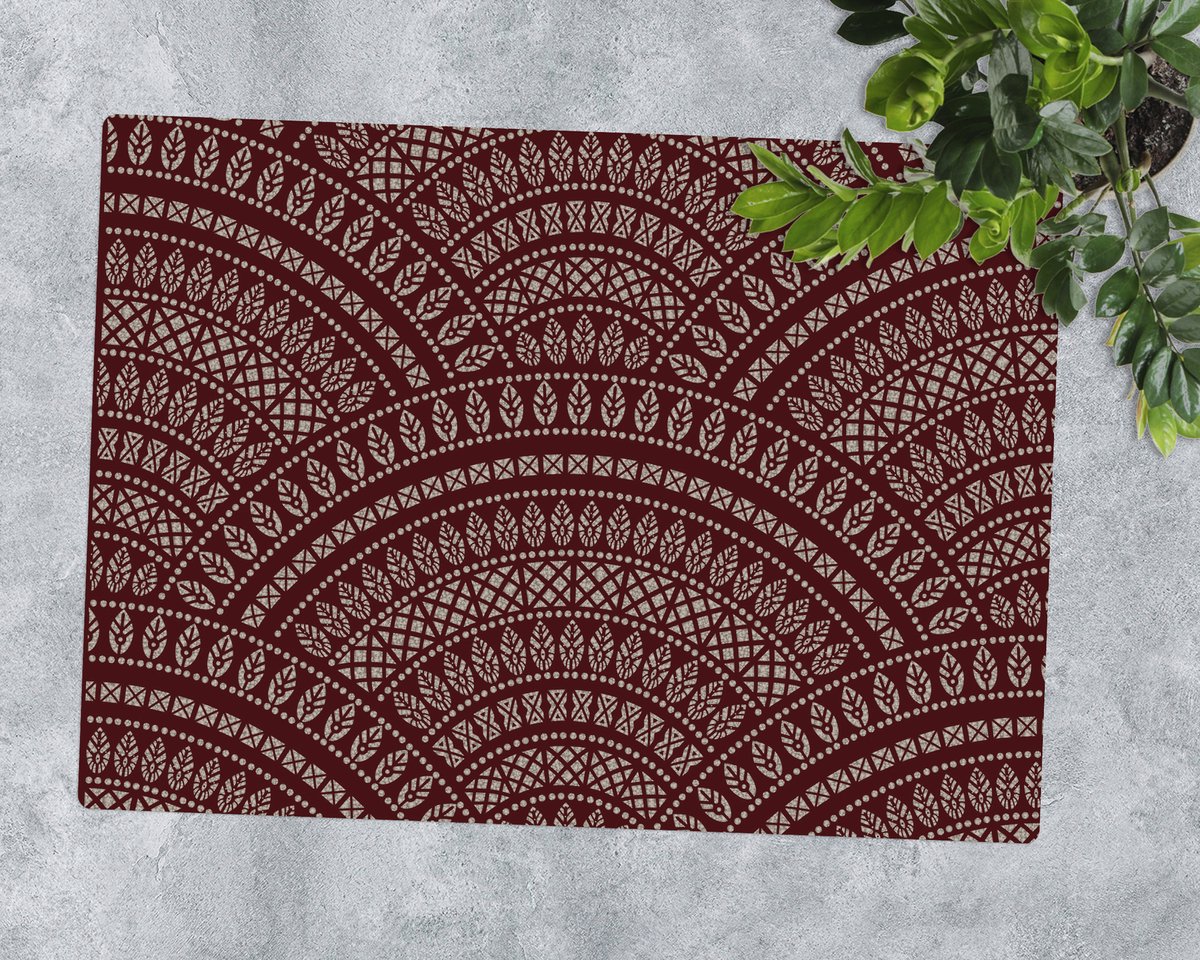 Coloray Vloerbeschermer - Etnische mandala Vloerbeschermer Bureaustoel - 100x70 cm - Bordeaux Vloerbeschermer Groot - Vloerbeschermer Bureaustoel Tapijt - Mótif Vloerbeschermer - Rechthoekige Mat - Abstracties Thema Bordeaux - Etnische mandala
