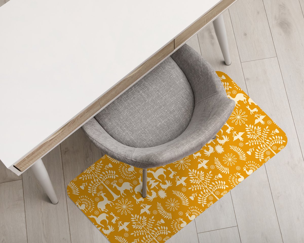 Coloray Vloerbeschermer - Wild dierenpatroon Vloerbeschermer Bureaustoel - 100x70 cm - Oranje Bureau Stoel Mat - Vloerbeschermer PVC - PVC Vloerbeschermer - Rechthoekige Mat - Dieren Thema