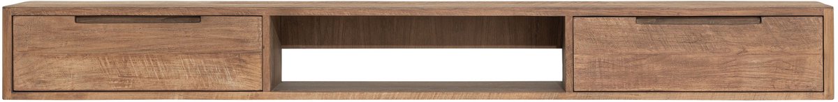 DTP Home Hanging TV stand Bliss No.1 large, 2 drawers, open rack,23x200x30 cm | TEAKWOOD top