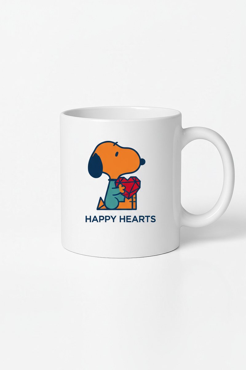 Happy Hearts Mok met Oranje Hond en Rood Hart - Uniek Cadeau Design