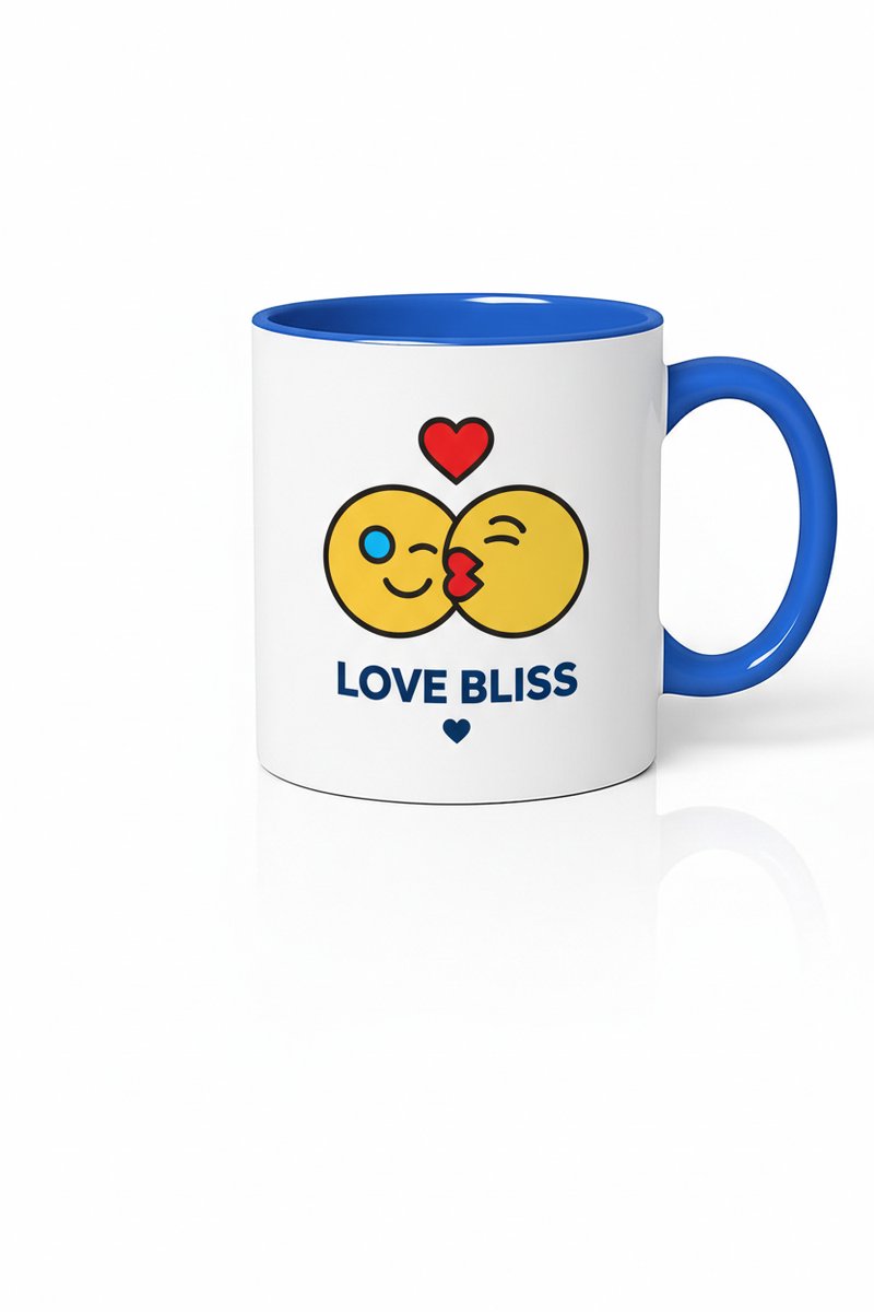 Mok Love Bliss met Kus Emojis - Romantisch Cadeau voor Liefde & Valentijn