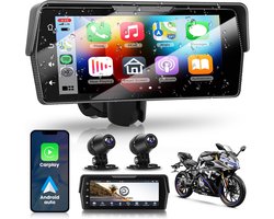 Motorfiets Display met Draadloze CarPlay, Android Auto en Dubbele Dashcam