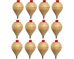 Set van 4 Houten Tol met Touw - Klassiek Draaitol Vaardigheidsspel voor Kinderen en Feestjes