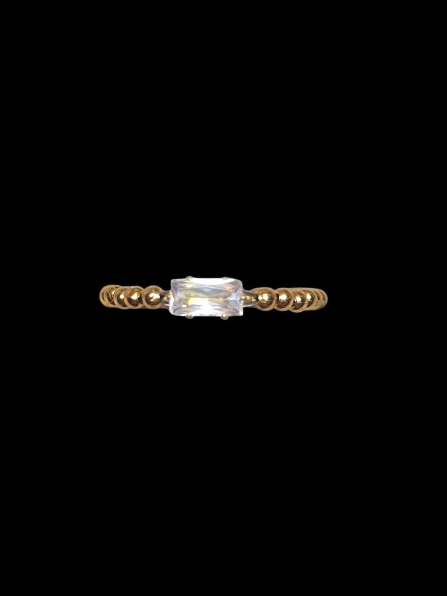 goudkleurige kralen ring met zirkonia