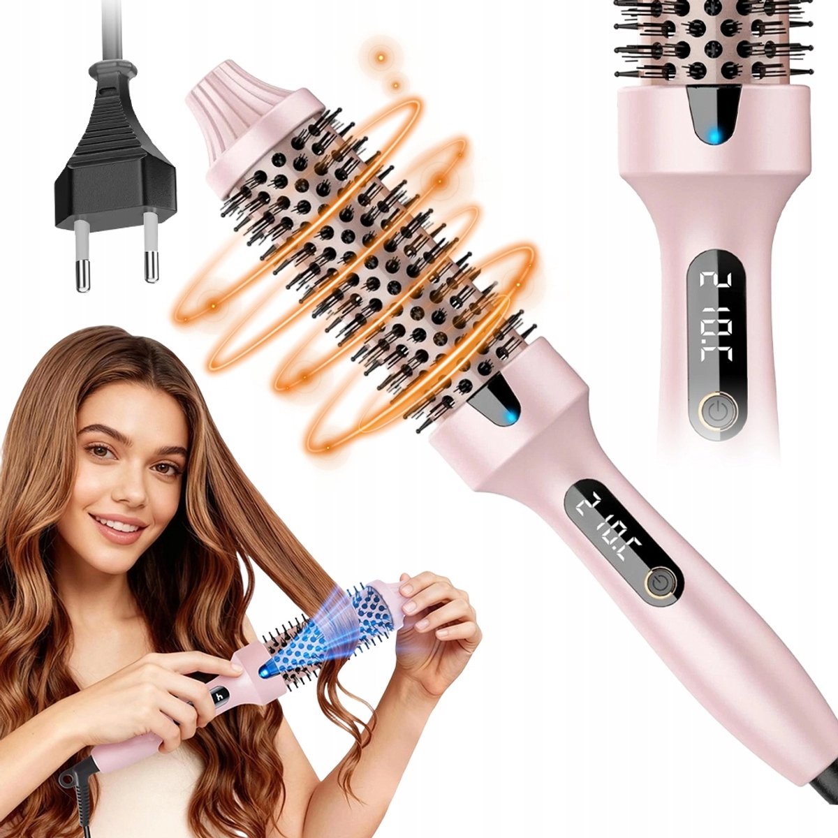 Haarstyler - 4-in-1 Stijltang - Infrarood & Ionische Technologie - 6 Temperatuurstanden - 160℃-210℃ - 65W Roze - Voor Alle Haartypes - Ideaal voor Drogen & Stylen