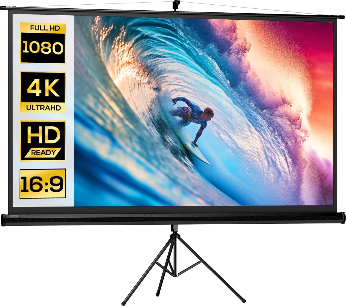 Homcom Projectiescherm-Kunststof, Metaal-235,8L x 8B x 136H cm-Wit