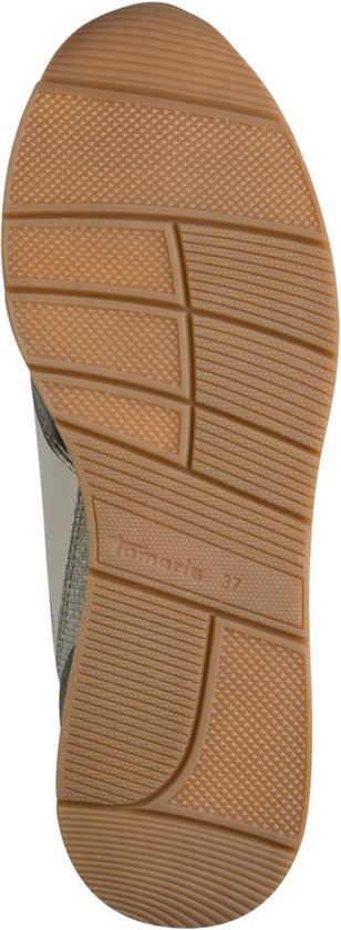 Zool van een Tamaris sneaker met Tamaris logo en maat 37.