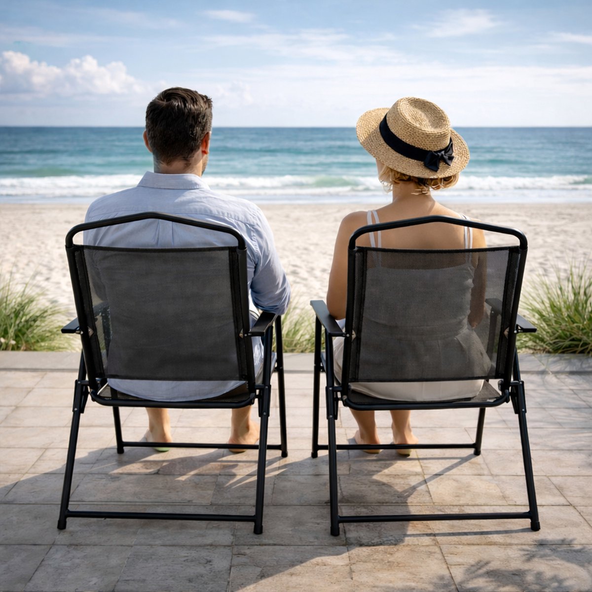 Happy Holidayz 2 Opvouwbare Tuinstoelen Zwart - Tuinstoel Set 2 Stuks 65x53x90cm - Staal Weerbestendig - Inklapbare Strandstoel voor Tuin, Balkon & Camping - Kampeerstoel - Vouwstoel - Klapstoel buiten - Campingstoel - Tuinstoelen - Balkonstoel thumbnail 5