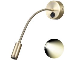 LED Wandlamp Bed - Leeslampje Brons - 3W Neutraal Wit - 4000K Natuurlijk Licht - Flexibele Zwanenhals - Helder Lezen zonder Oogvermoeidheid - Antiek Messing