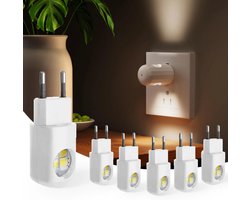 6-Stuks Wandstekker LED Nachtlampjes – 3000K Zacht Wit, Dusk to Dawn Sensor – voor Slaapkamer, Badkamer, Gang & Keuken