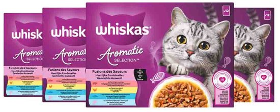 Whiskas Kattenvoer - Adult 1+ - Aromatics Heerlijke Combinaties in Saus - 48x85g