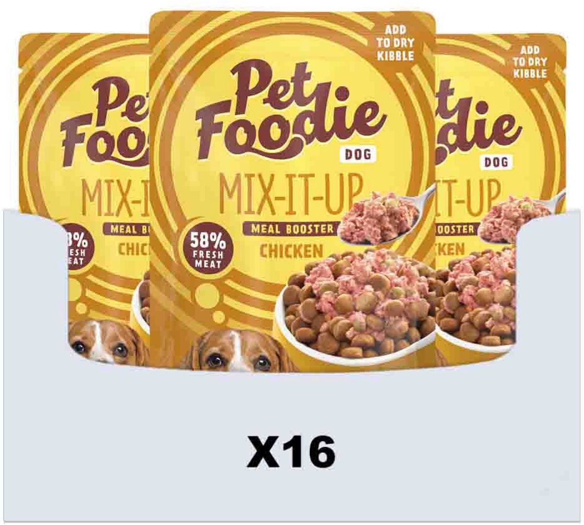 PetFoodie PetFoodie Hondenvoer Nat Mix-It-Up Kip - 16 x 60 gr - Voordeelverpakking