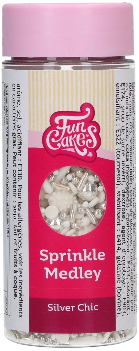 FunCakes Sprinkle Medley - Zilver Chic - 65g - Eetbare Taartdecoratie