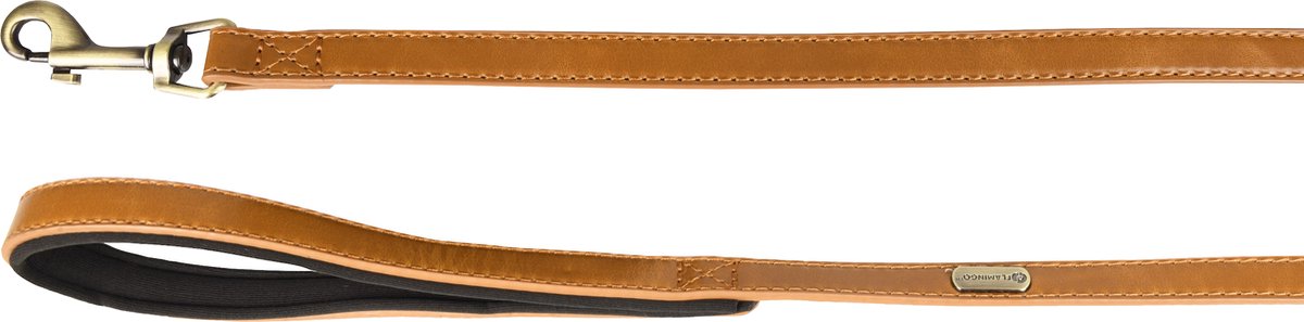 Flamingo Lyabo Hondenriem - Handvat neopreen - Cognac - Breedte 15 mm - Lengte 100 cm