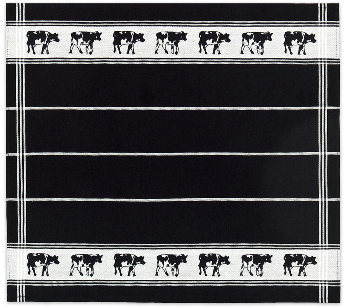 DDDDD Zwart Bont Theedoek - Set van 6 - Katoen - Print van Koe - 60x65 cm - Zwart-wit