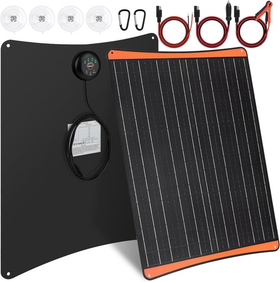 50W Monokristallijn Zonnepaneel 12V Set voor Auto, Boot, Camper en Motorfiets